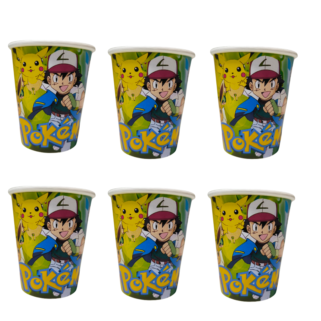 6 vasos cumpleaños pokemon