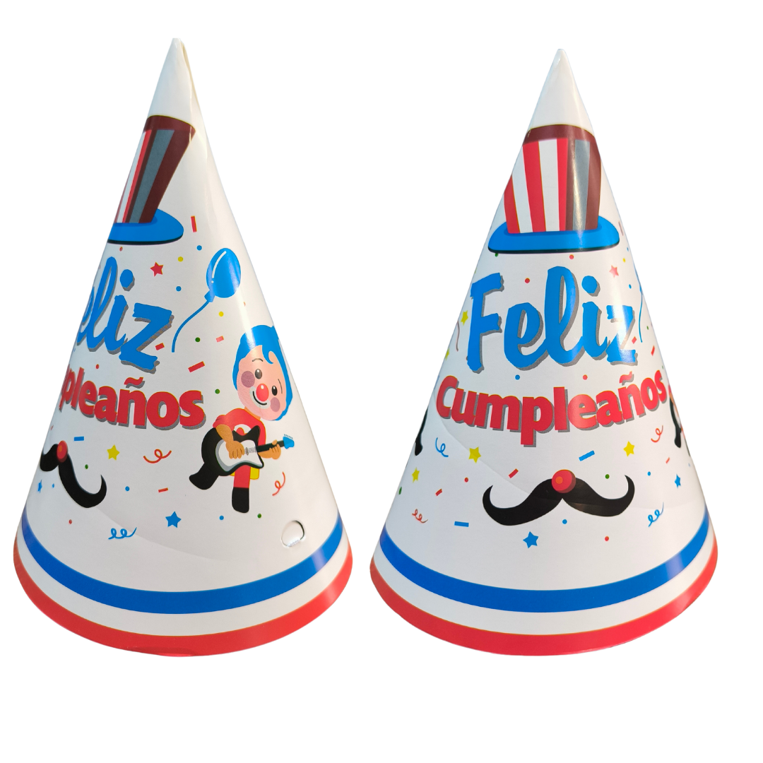 Gorros De Cumpleaños Payaso Plim Plim ( 6 Unidades )