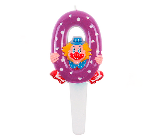 Vela Número payaso retro ochentero