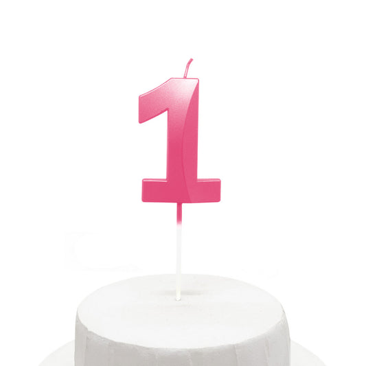 Vela De Cumpleaños Numeral Rosado Brillante 5x7 Cm