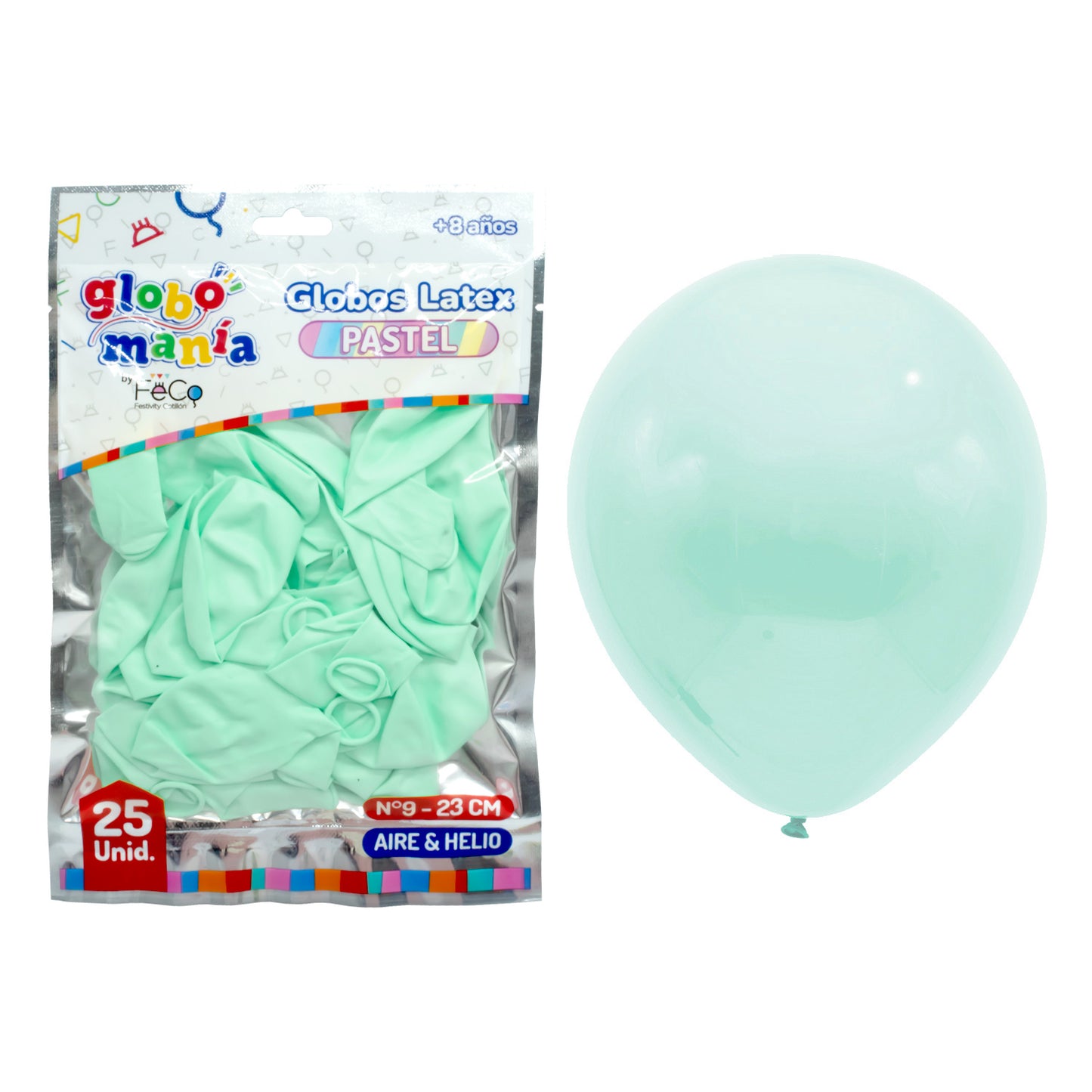 Globos Látex Color Pastel Verde Menta X 25 Unidades