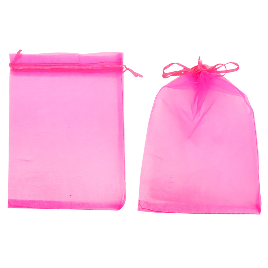 Pack 12 Bolsitas De Organza Fucsia Joyas Y Regalos 12 X 17 Cm