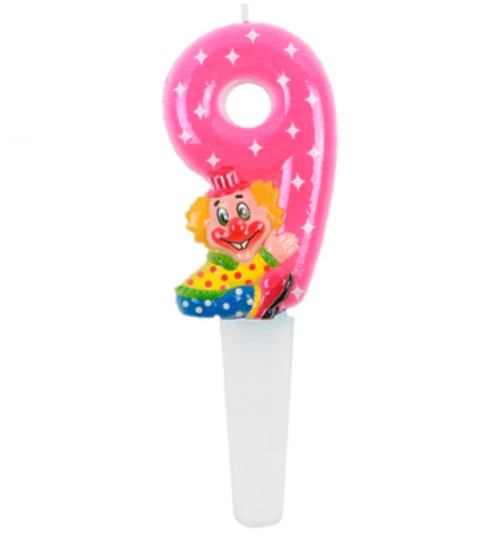 Vela numeros con payaso Retro 14cm