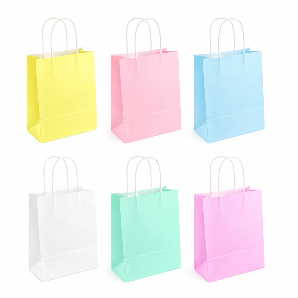 Pack 6 Bolsas De Papel Colores Pasteles 16x21 Para Cotillón