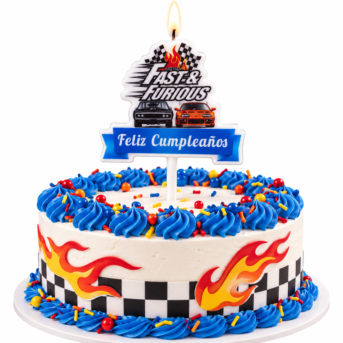 Vela De Cumpleaños Rápido Y Furioso Para Torta Cotillón
