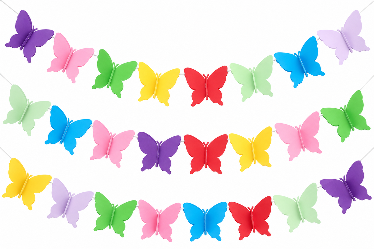 Guirnalda Decorativa 3d De Papel Multicolor Mariposas