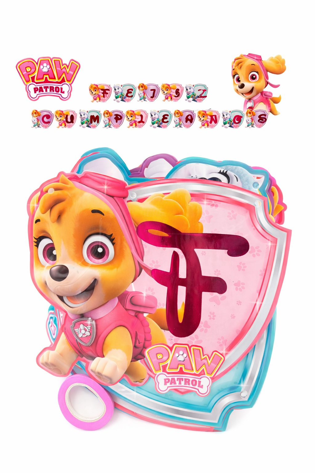 Guirnalda Paw Patrol Skye Feliz Cumpleaños Niña 3D
