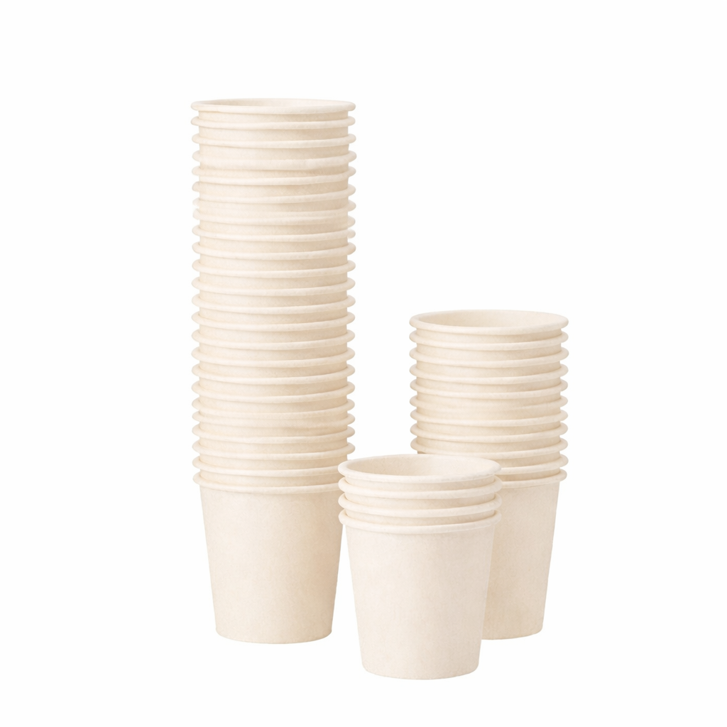 Pack 50 Vasos Desechables De Poli Papel 80 Ml Color Beige