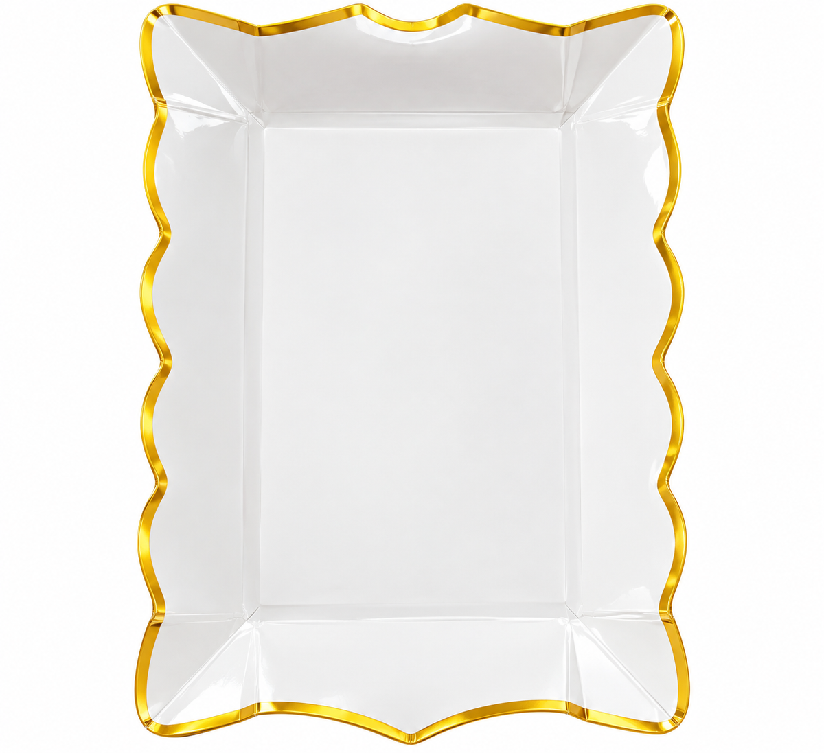 Pack 10 Bandejas Cartón Blanco Rectangulares Fiesta Cotillón