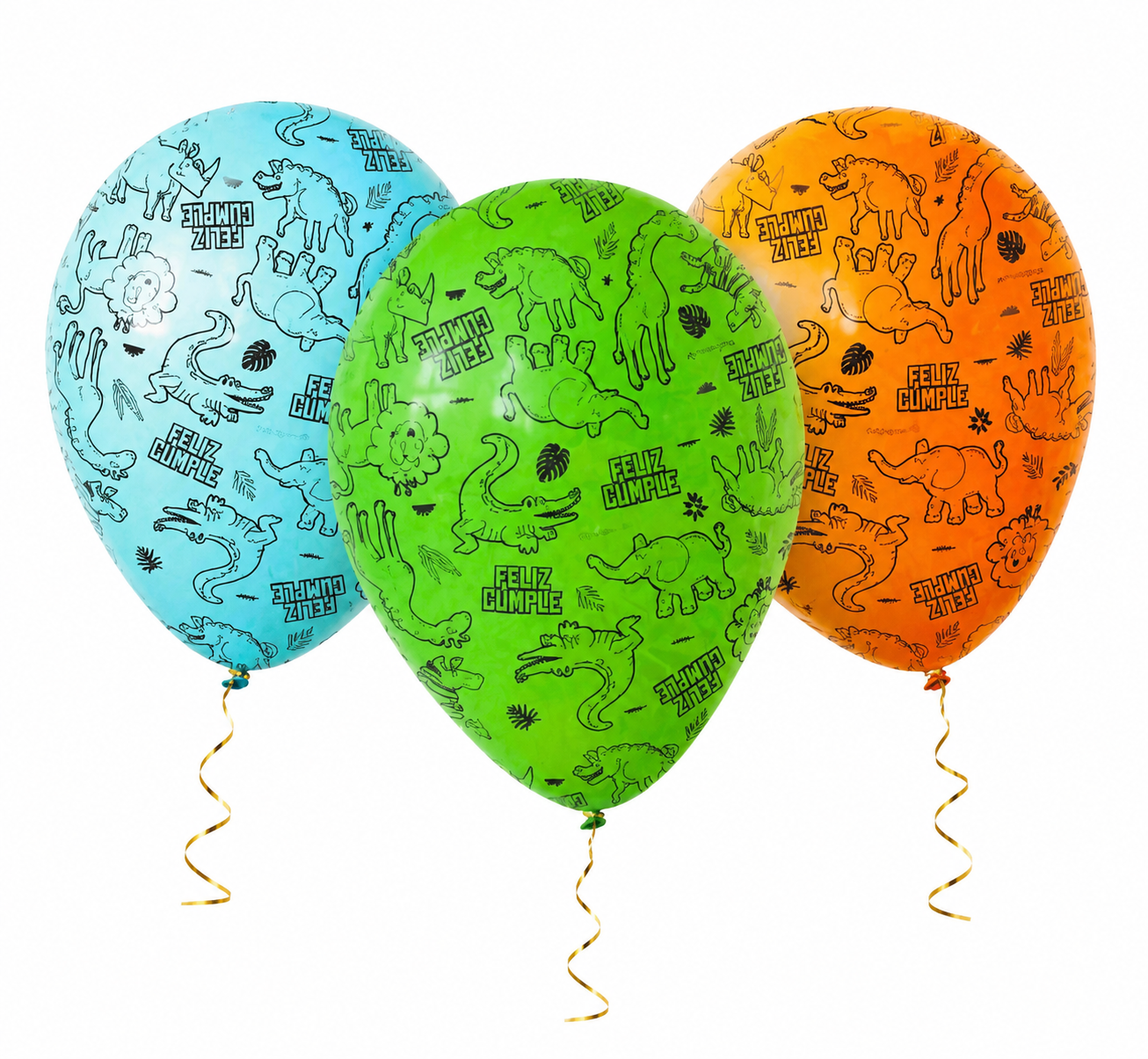 Pack 12 Globos Selva Animales Safari Para Cumpleaños