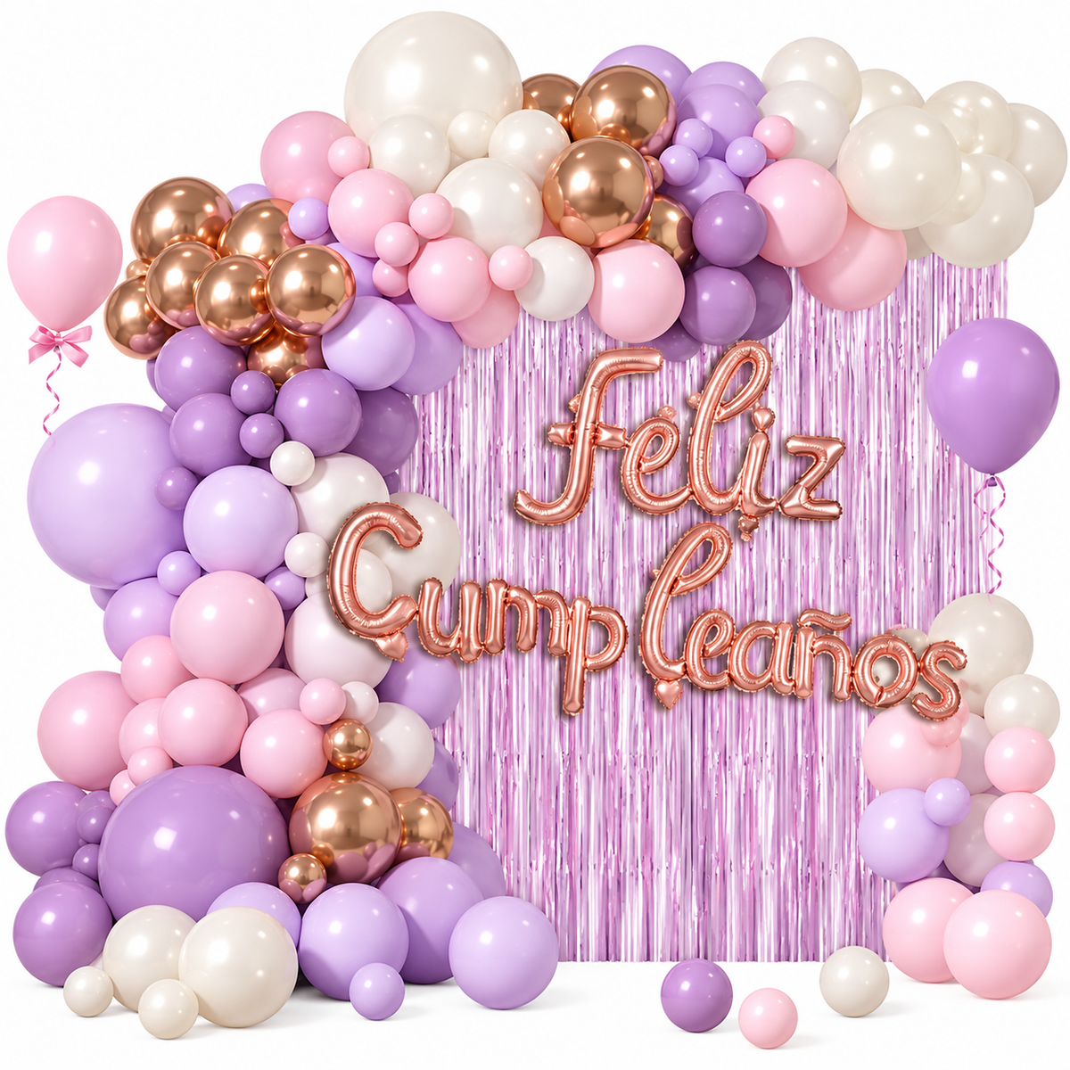 Kit Decoración Cumpleaños Globos Feliz Cumpleaños Color Lila