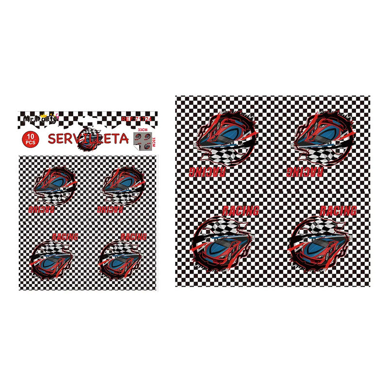 Pack 12 Servilletas De Cumpleaños Racing Tipo Hot Wheels Negro