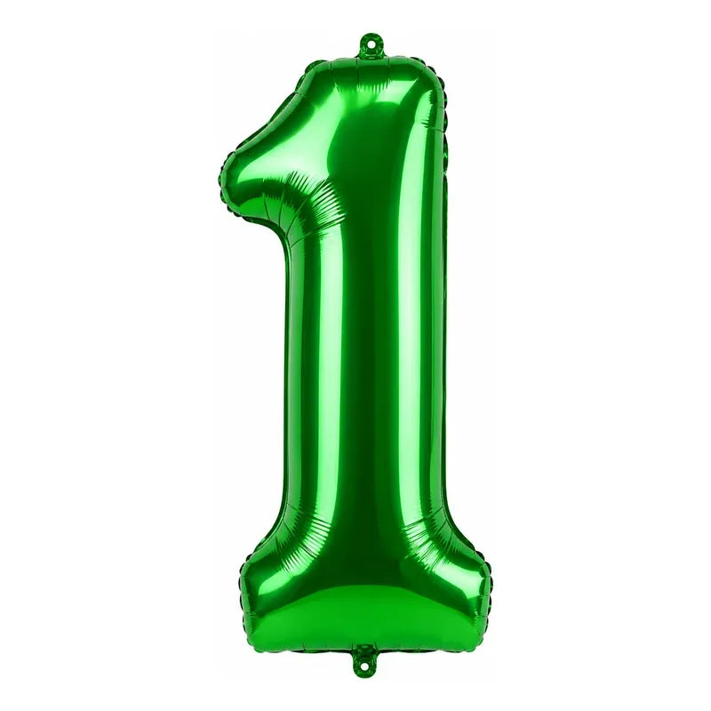 Globo Número Metalizado Verde Para Fiesta Y Decoración 1