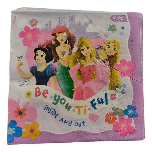 Pack 12 Servilletas Cumpleaños Princesas Disney Y Rapunzel Rosa