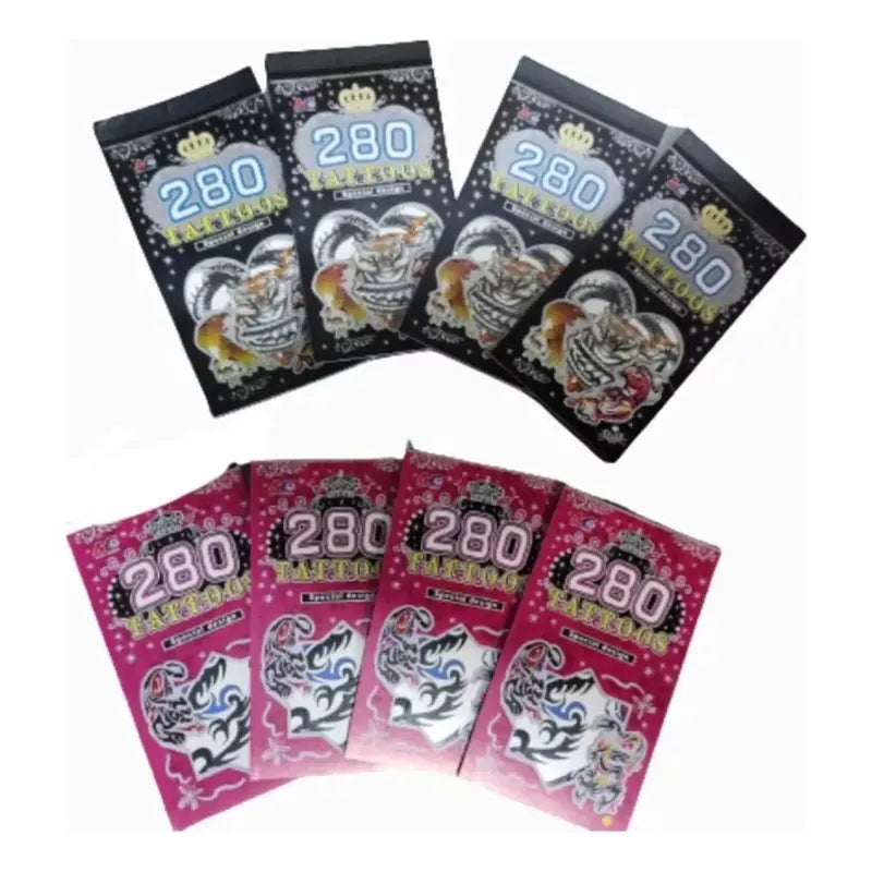 Pack 50 Hojas De Tatuajes Temporales Sorpresa De Cumpleaños Negro Surtido