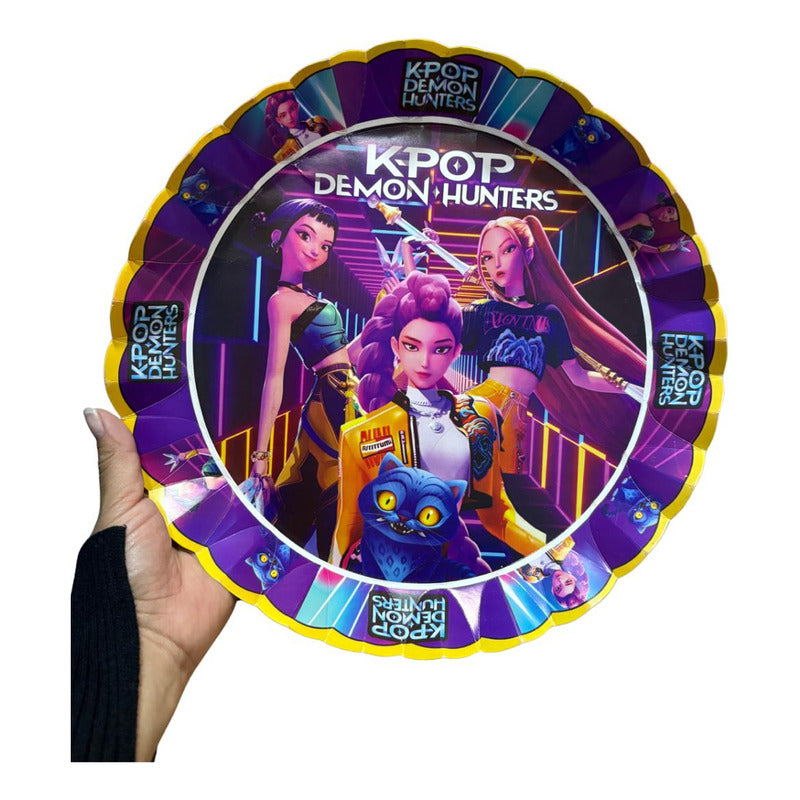 Pack 4 Bandejas Cumpleaños Guerreras Kpop ( Cartón 32 Cm ) Violeta