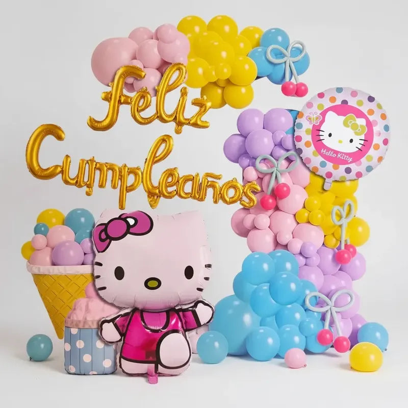 Decoración Globos Hello Kitty Cotillón Cumpleaños Rosa