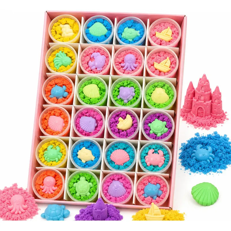 Set 24 Arena Mágica Colores Con Moldes Marinos Juego Niños Surtido