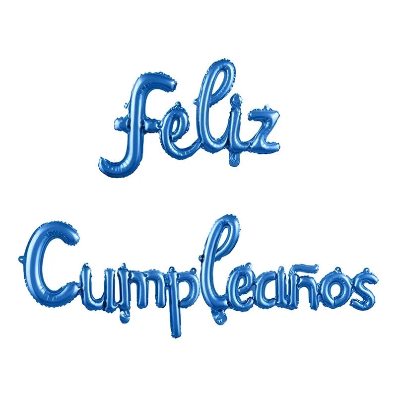 Frase Globo Feliz Cumpleaños Metalizado Azul Azul