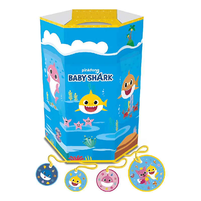 Piñata Cumpleaños Hexagonal Baby Shark Celeste