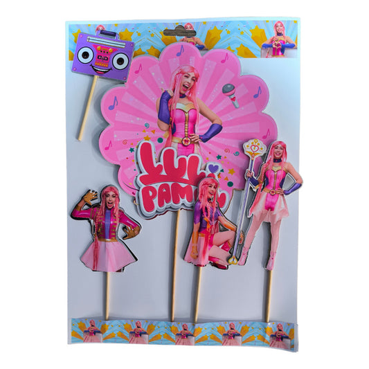 Decoración Cumpleaños 5 Topper Luli Pampim Rosada Luli Pampim