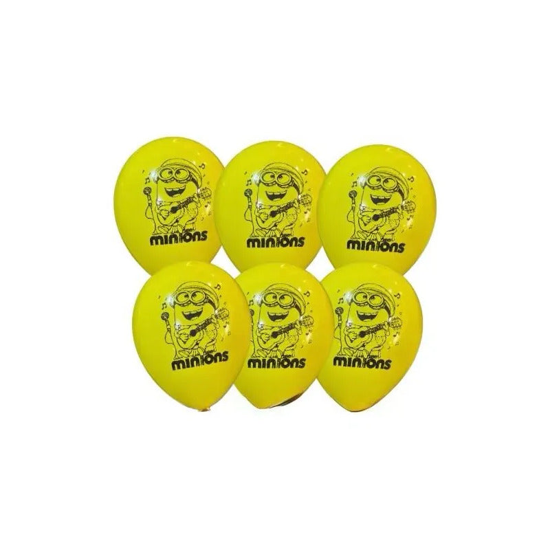 Pack 12 Globos Látex Cumpleaños Minions Amarillo