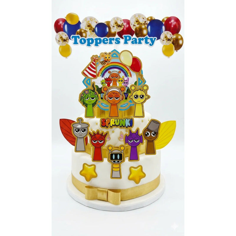 Set Toppers Sprunki Adorno Para Torta Cumpleaños Cotillón Amarillo