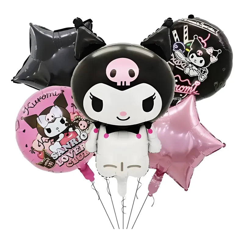 Set De Globos Metalizados Kuromi (5 Unidades) Negro