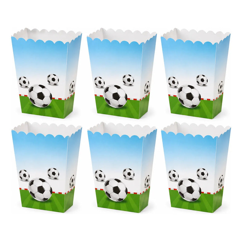 Cajas Para Cabritas Fútbol Fiesta Pack 6 Unidades Celeste