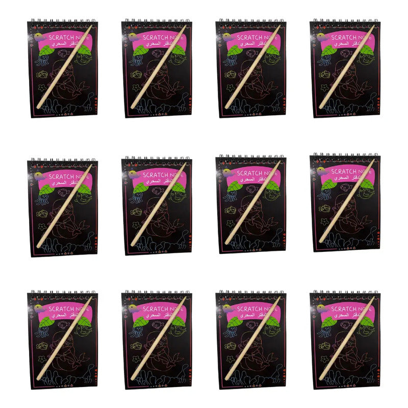 12 Cuadernos Libretas Mágicas Para Raspar Sorpresas Negro