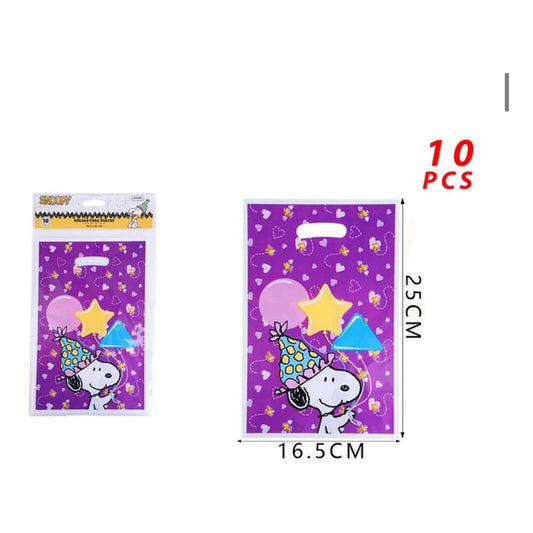 Bolsas Dulceras Moradas Cumpleaños Snoopy (10 Unidades) Violeta