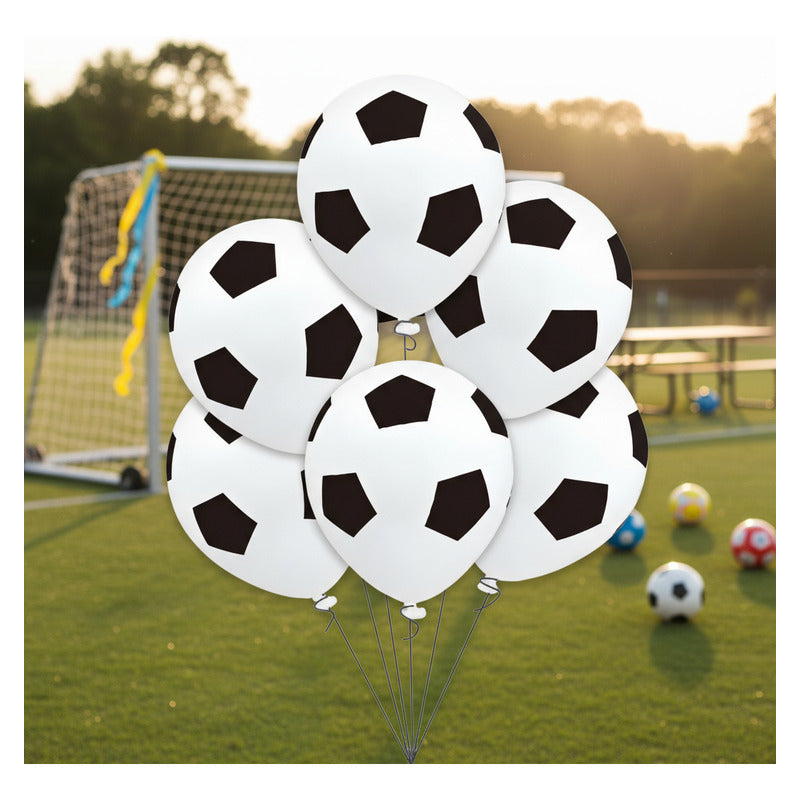 Pack 25 Globos De Cumpleaños De Fútbol 30 Cm Blanco Fútbol