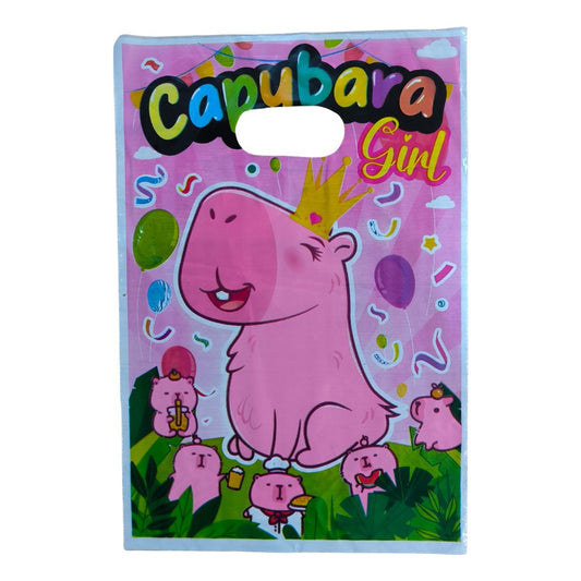 Pack 10 Bolsas Dulcera Cumpleaños Capybara Capibara 20x30 Cm
