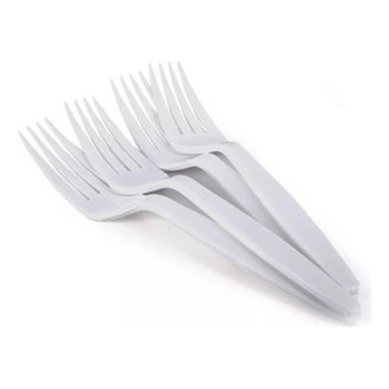 Pack 100 Tenedores Plásticos Blancos Desechables Blanco