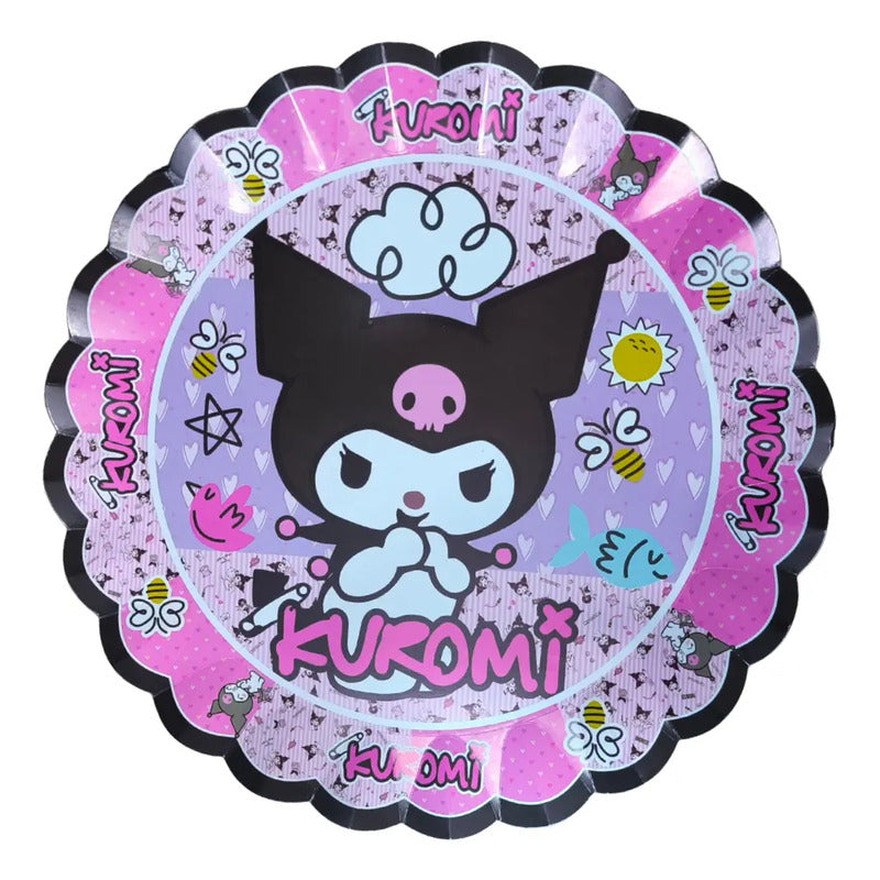 Pack 4 Bandejas Cumpleaños Kuromi ( Cartón 32 Cm ) Morado