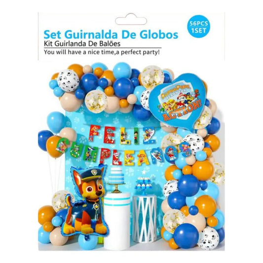 Decoración Globos Candy Bar Paw Patrol Cotillon Cumpleaños Azul