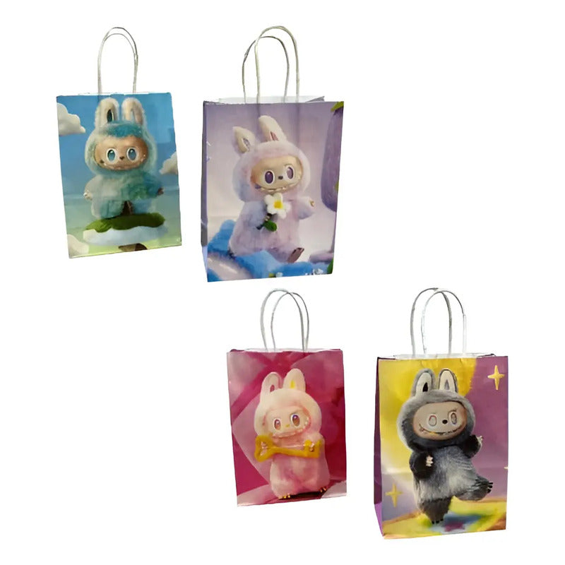 Pack 12 Bolsas De Papel Cumpleaños Labubu 16x21 Cm Surtido