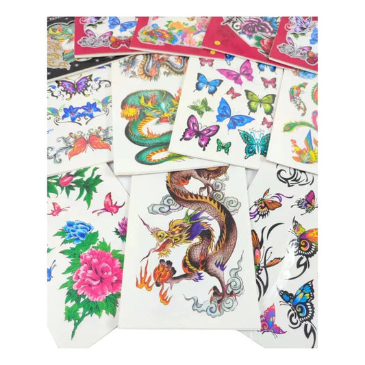 Pack 50 Hojas De Tatuajes Temporales Sorpresa De Cumpleaños Negro Surtido