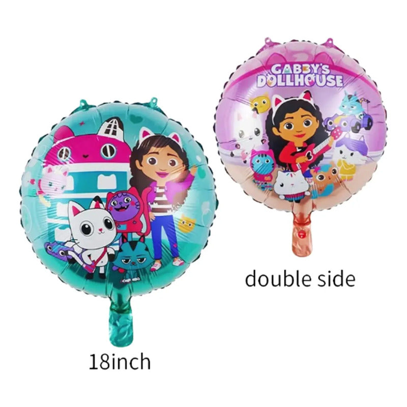 Set De 5 Globos Metálicos De La Casa De Muñecas De Gabby Para Fiestas Varios