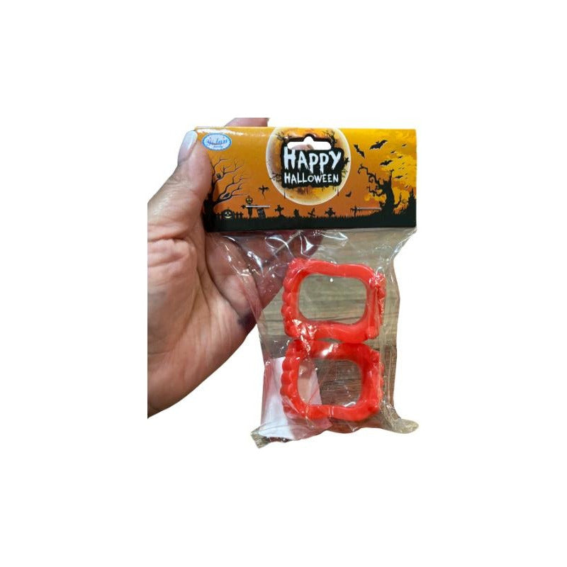 Pack Dientes Vampiro Plástico Rojo X 12 Unidades