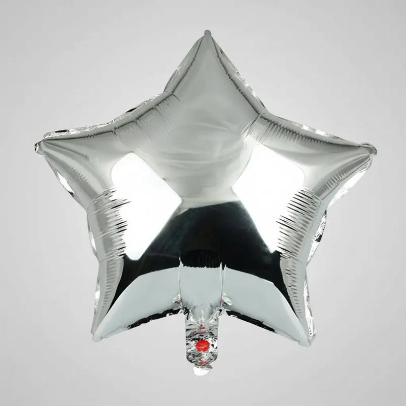 Pack 3 Globo Metálico Estrella Plateado 45cm Para Fiestas Plateado