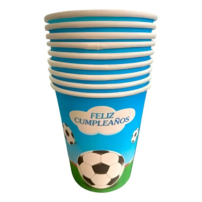 Pack 10 Vasos Futbol Cotillón Cumpleaños Verde