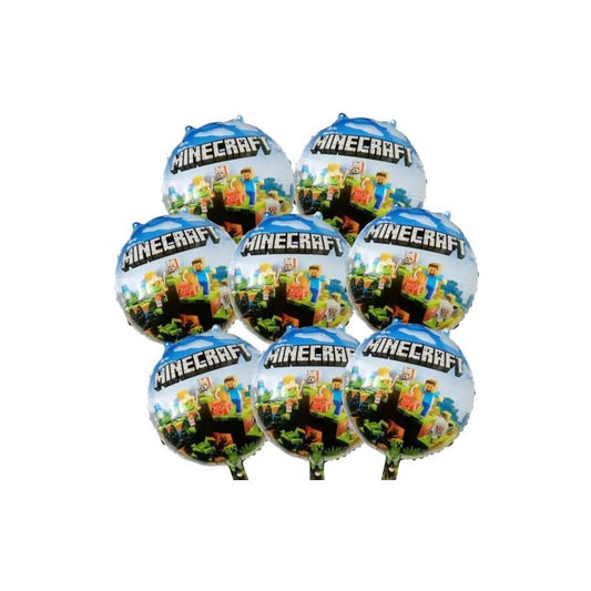 Pack 12 Globos Metalizados Minecraft 45 Cm Cumpleaños Verde