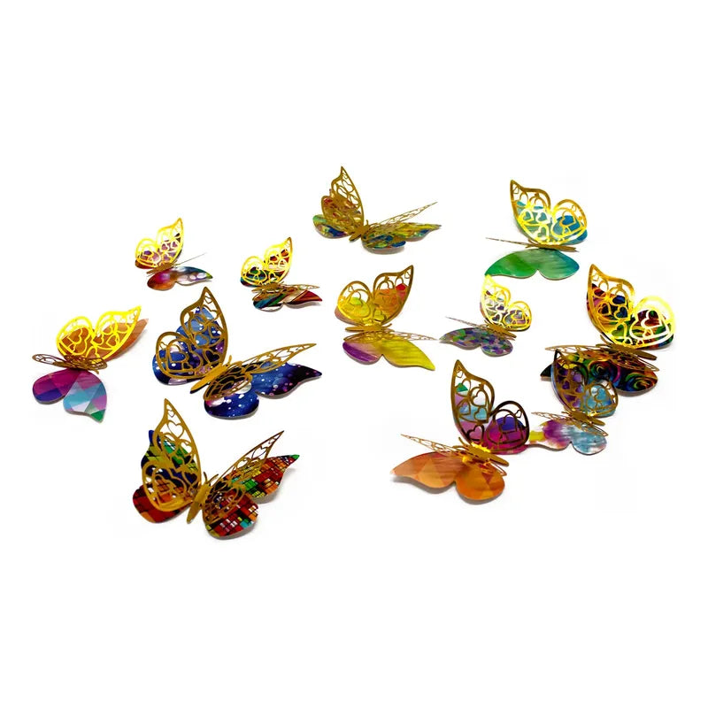 Set 12 Deco Mariposas Decorativas 3d Adhesivas Surtido 2