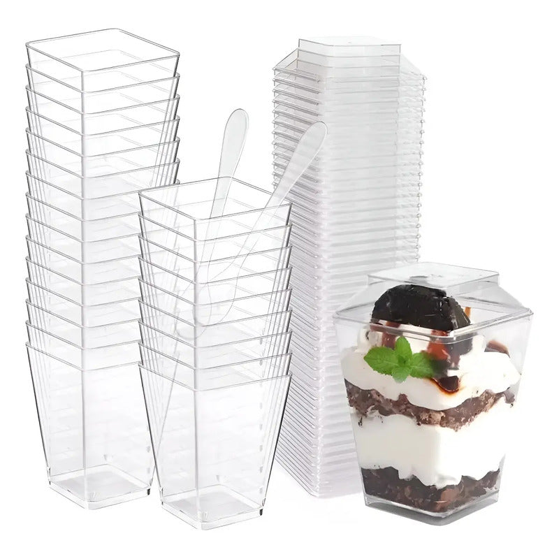 Vaso Acrílico Para Postres Con Tapa 60 Ml (10 Unidades) Transparente