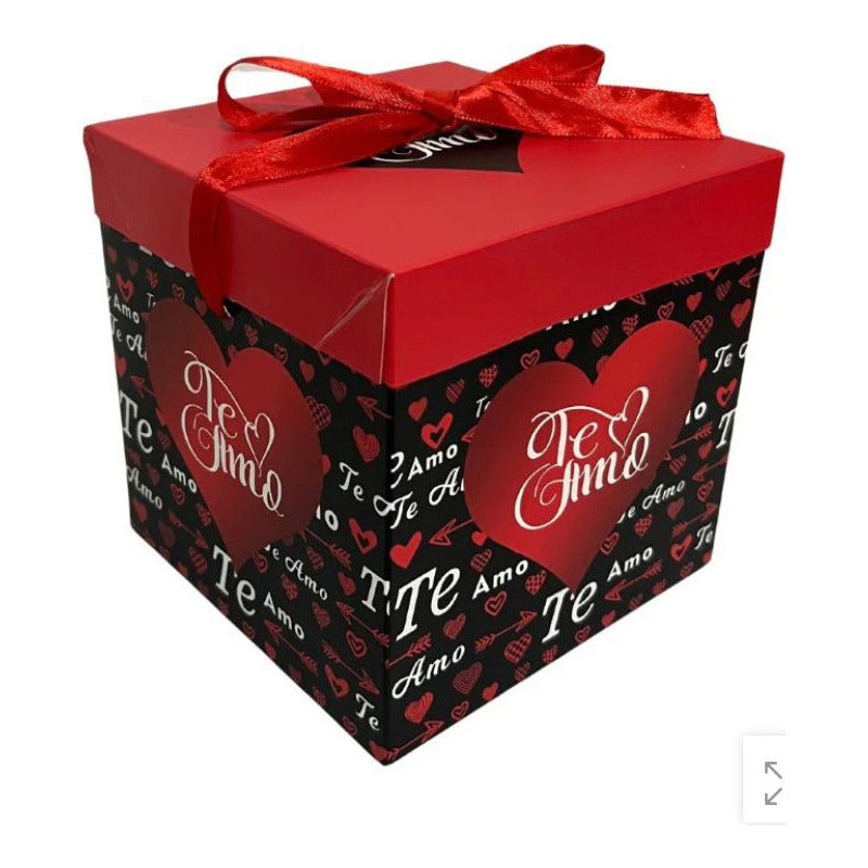 Caja De Regalo San Valentin Te Amo Negro 22x22 Cm Negro