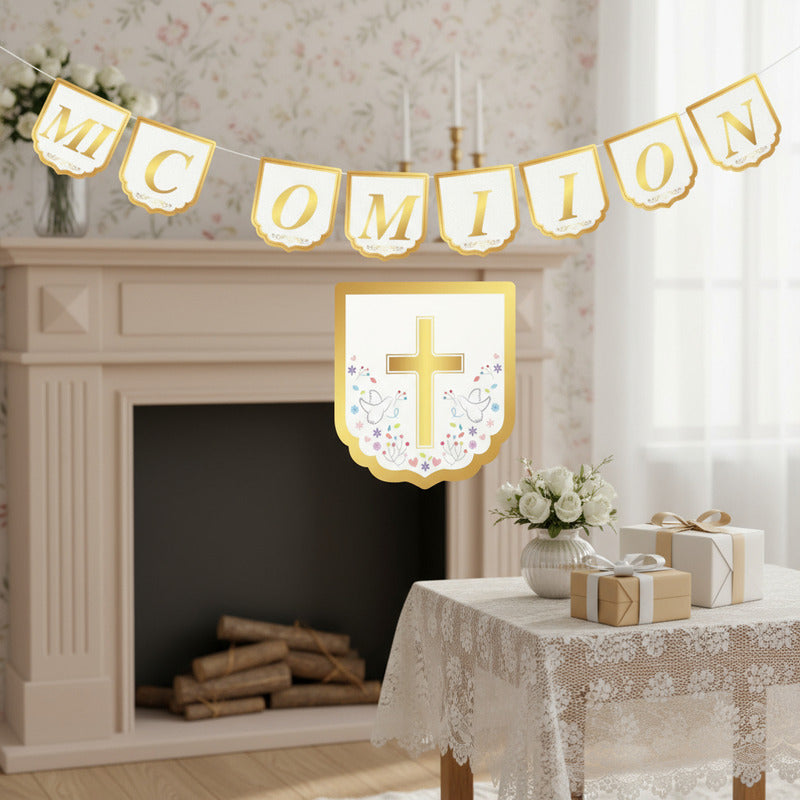 Colgante Decorativo Guirnalda Mi Primera Comunión Blanco