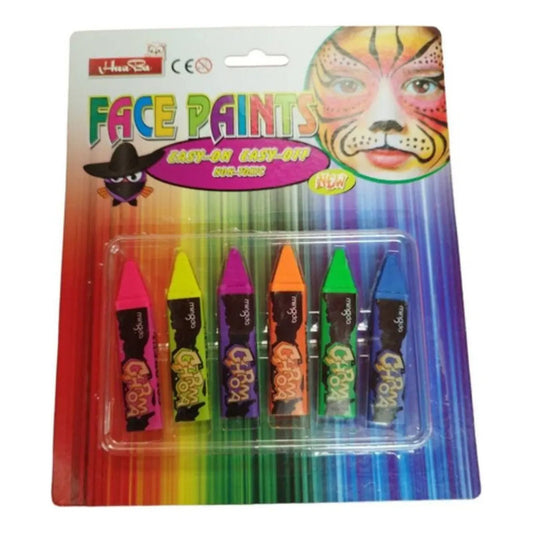 Pack 6 Maquillaje Fluor Para El Rostro Cotillón Cumpleaños