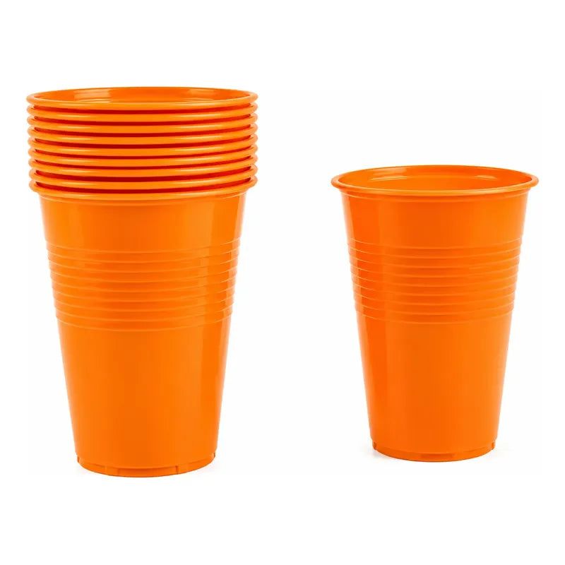 Pack 50 Vasos Plásticos De Color Para Fiestas 10oz - 300cc Naranja