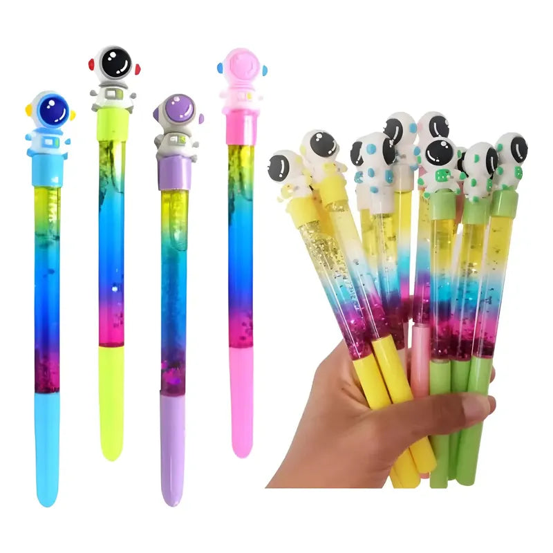 12 Lapiceros Kawai Agua Glitter Astronautas Juguetes Surtido